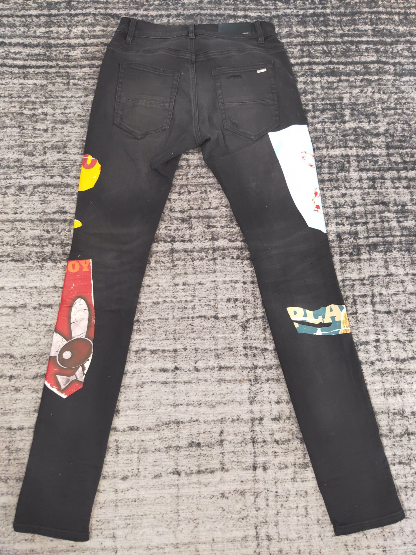 

FALECTION MENS 21SS AMIMIKE JEANS DISTRESSED MAGAZINE PATCH EMBROIDERED DENIM jeans blue 03