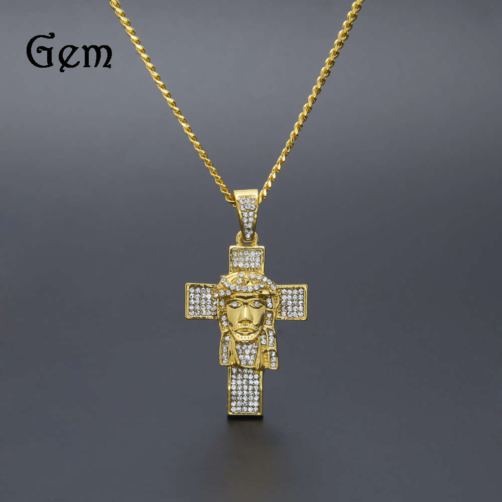 

Fashion hip hop Diamond Cross Jesus Face Pendant men's jewelry