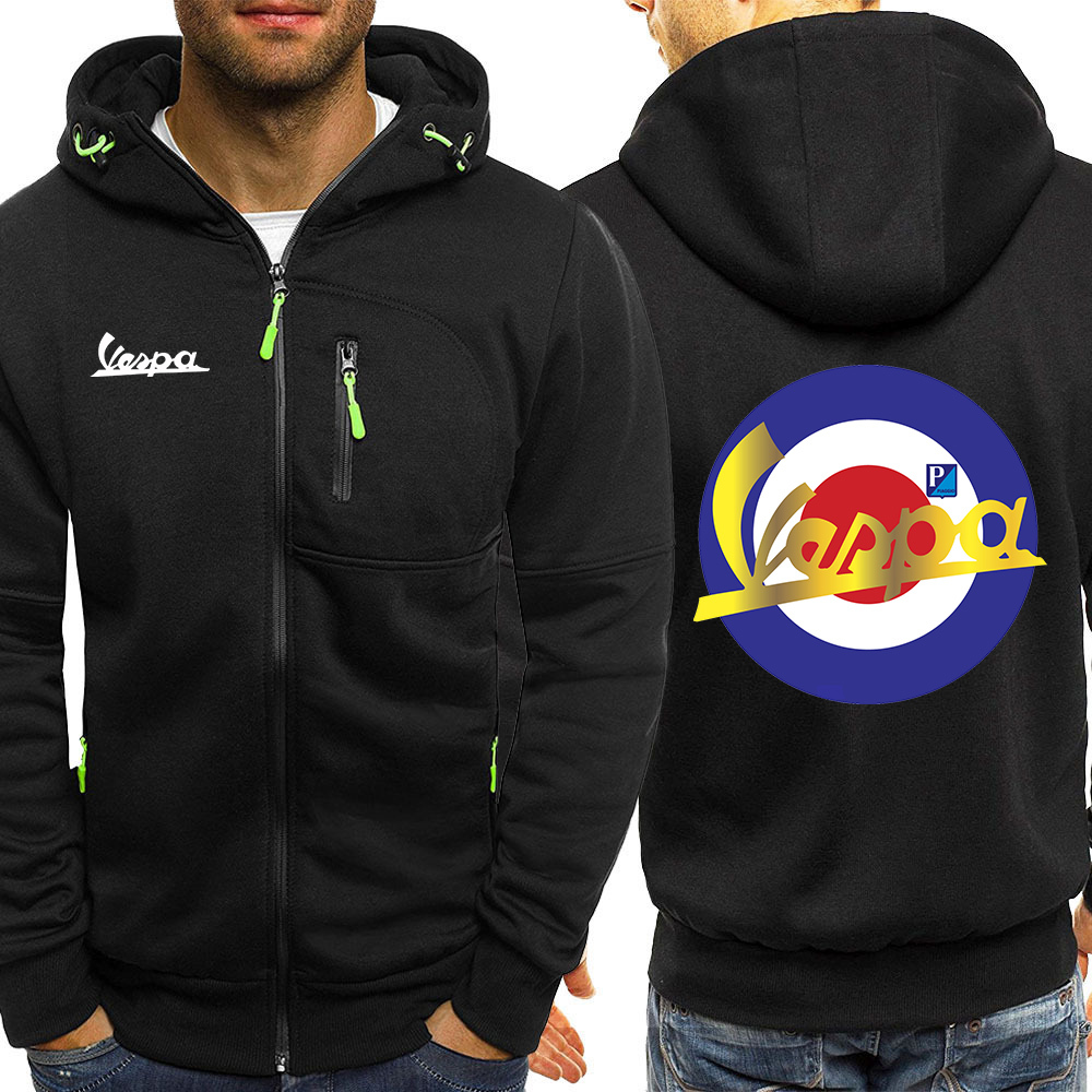 

2021 New Men's Vespa Hoodies Zipper Hoodie Men Sweatshirt Solid Color Man Hoody For Male Sweatshirts, Black