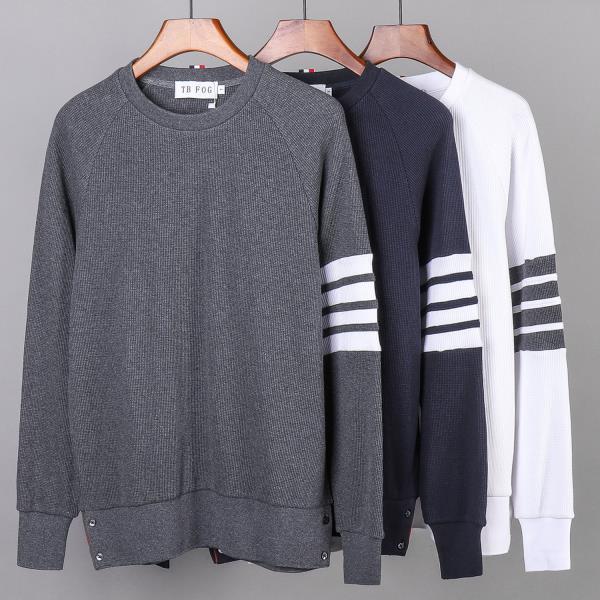 

Men's and women's TB FOG four-bar striped long-sleeved pullover sweater coat cotton casual sweater new, Black