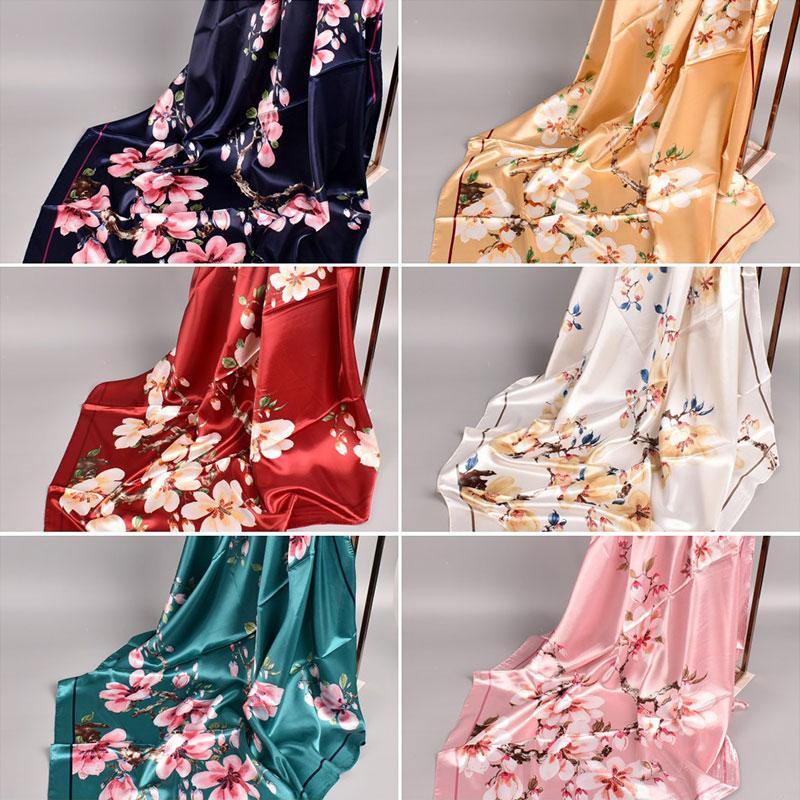 

Scarves Fashion Kerchief Hair Scarf Bright-coloured Square Shawl Print Headband 90*90cm For Ladies