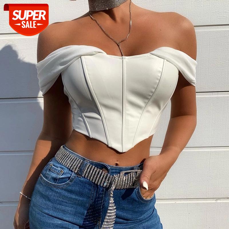 

hirigin 2020 Pu Leather Solid Patchwork Zip Up Backless Tshirt Crop Top Autumn Winter Women Fashion Sexy Party Club Outfits #FZ2S, White