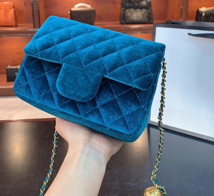 

Hot style - Luxury Designer Bag 2021 Velvet Bag Handbag Female Designer Shoulder Bag Wallet Chain Fashion Crossbody, Blue