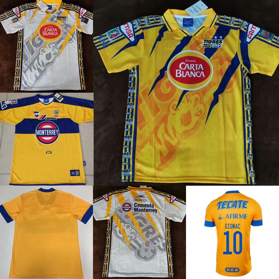 

MEXICO TIGRES 1995 1996 1997 1998 Retro tigre soccer jerseys Vintage football shirts 95 96 97 98 jersey classic tiger shirt tigers, Yellow
