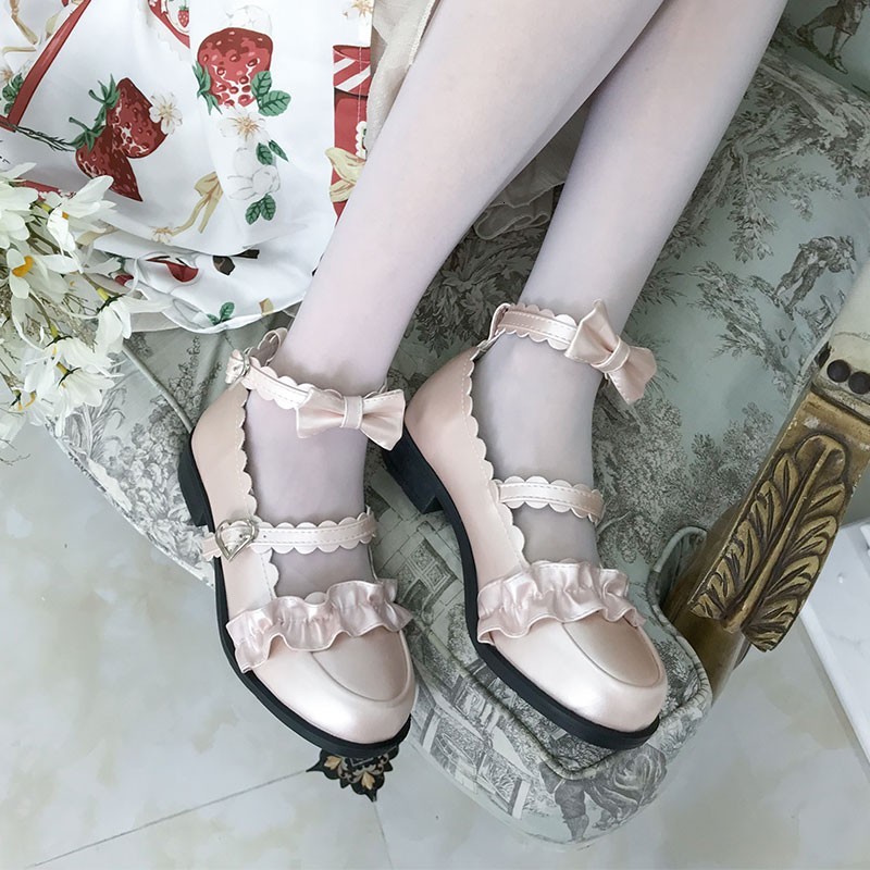 

Japanese Beautiful Anime Lolita Harujuku Jk Uniform Women's Shoes Cosplay Medium Heels Sweet Girls Kawaii Tea Party Kz23