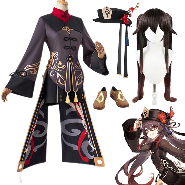 

Genshin Impact Hu Tao Cosplay Costume Game Outfits Dress Halloween Carnival Women Girl Uniforms Wig Shoes