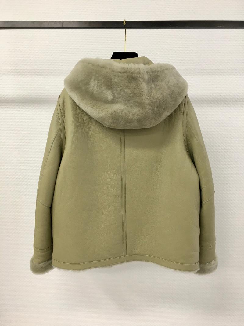 

Women's Leather & Faux Autumn And Winter Fur Coat, Black