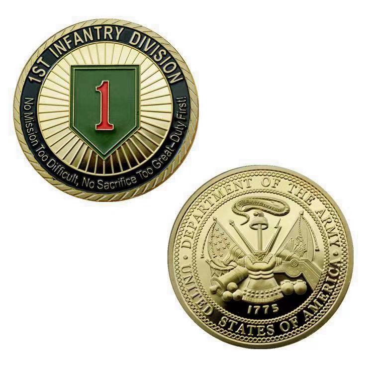 20pcs Non Magnetic 1775 USA Challenge Military Craft Army 1st Infantry Division Great Duty Soldier Honor Gold Plated Value Coin Collection Medal-image-707230970