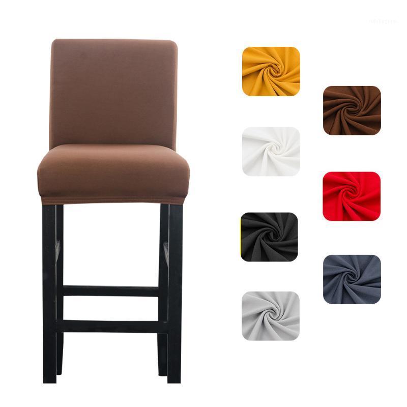 

Chair Covers Solid Colors Stretch Cover For Bar Stool Short Back Spandex Home Dining Room Kitchen Wedding Banquet Seat