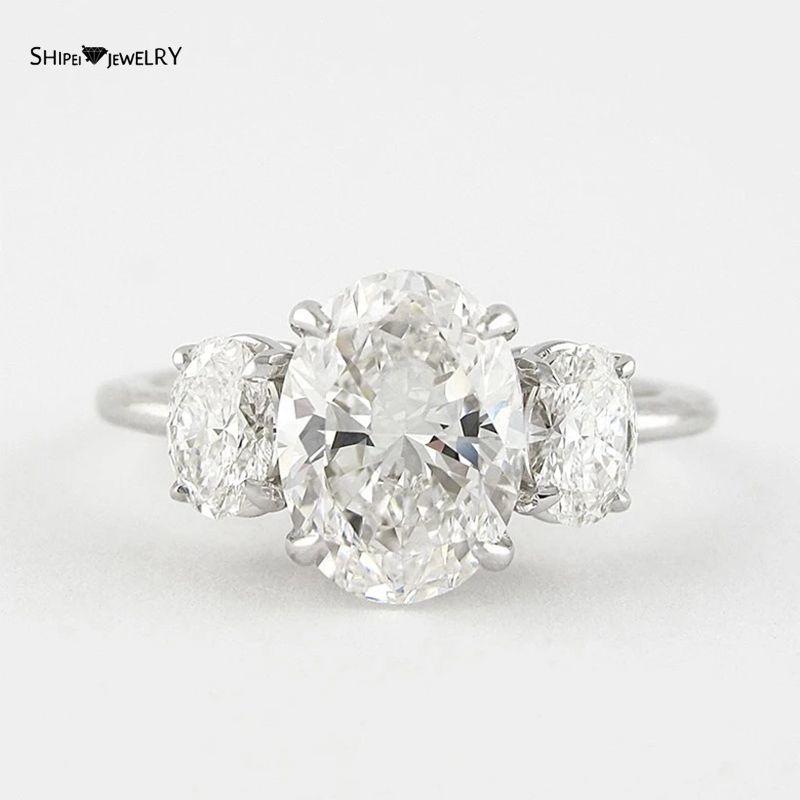 

Cluster Rings Shipei Classic 100% 925 Sterling Silver Oval Cut Created Moissanite Diamonds Gemstone Anniversary Party Women Fine Jewelry