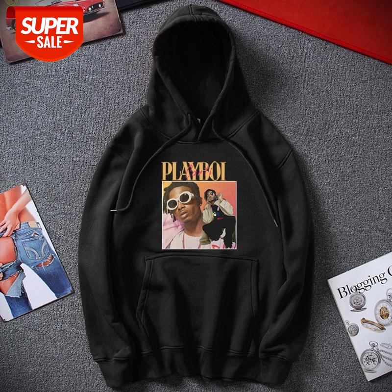

New Hombre sudaderas con capucha Playboi Carti 90s Vintage Unisex Hoodie Cool Men Hip Hop Streetwear Top Cotton Fleece Hoodies #Ui2j, Black