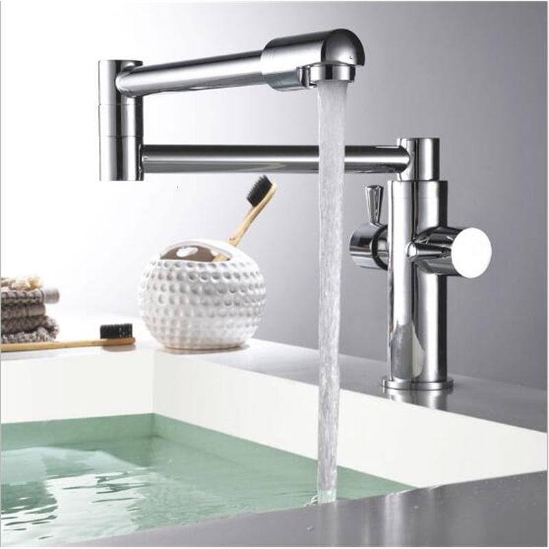 

2021 New Rotating Foldable Basin Brass Luxury Chrome Kitchen Heightened Water Tap Bathroom Sink Faucet Rmbn