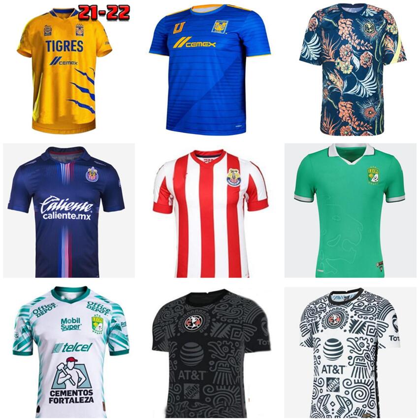 

21 22 Club America Cruz Azul Soccer Jerseys 2021 2022 Guadalajara Chivas 115th Tijuana UNAM Tigres home away third Liga MX Football Shirts S, Black;yellow