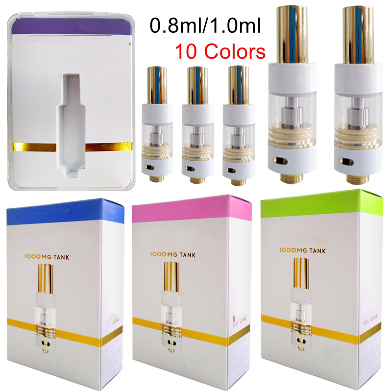 

10 Strains DM Atomizers Empty Vape Pen Cartridges Packaging 0.8ml 1ml Ceramic Carts 510 Thread Glass Thick Oil Vaporizer E Cigarettes