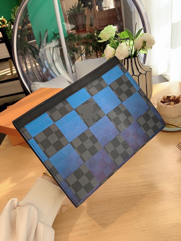 

Designer original style men's and women's clutch bag high-quality leather check pattern envelope bags folder zipper wallet with box