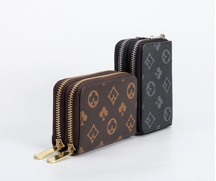

Women Men Wallets PU leather Ladies Multifunctional Short Double Organ Card Case Driving License Key bag, Black