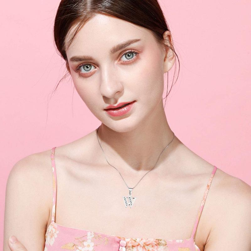 

Chains Initial Pendant Necklace Sterling Silver With Cubic Zirconial 26 Letter Alphabet Jewelry For Women Teen Girl