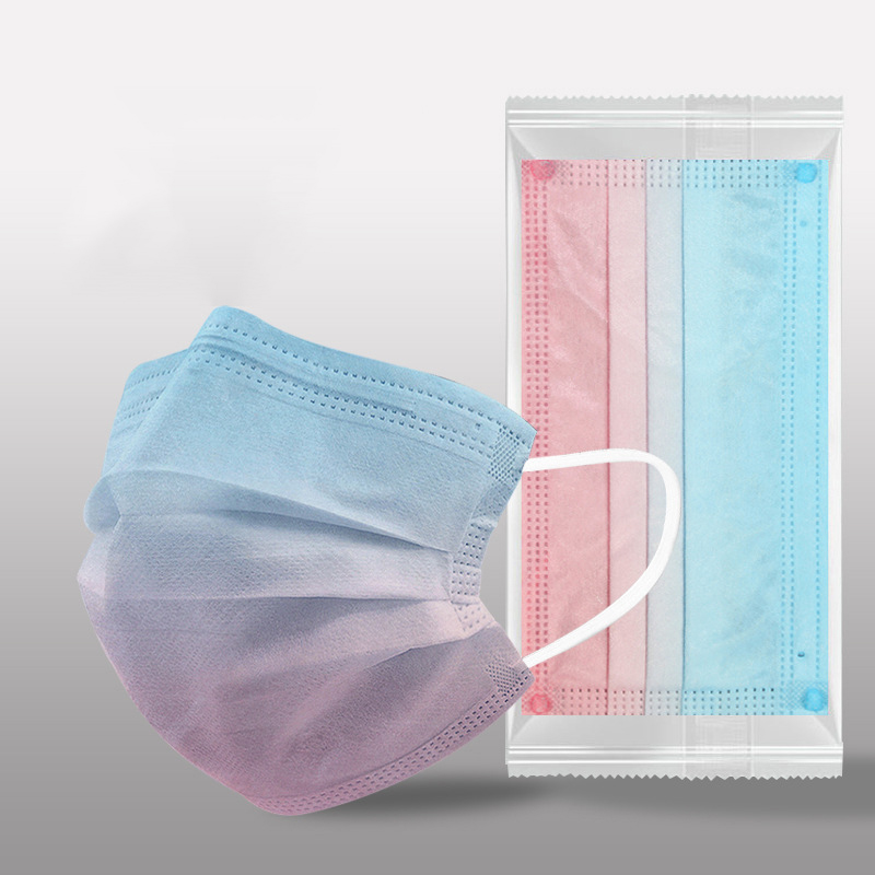 

New Adult masks individually wrapped blush three-dimensional printing rainbow gradient color disposable dust mask