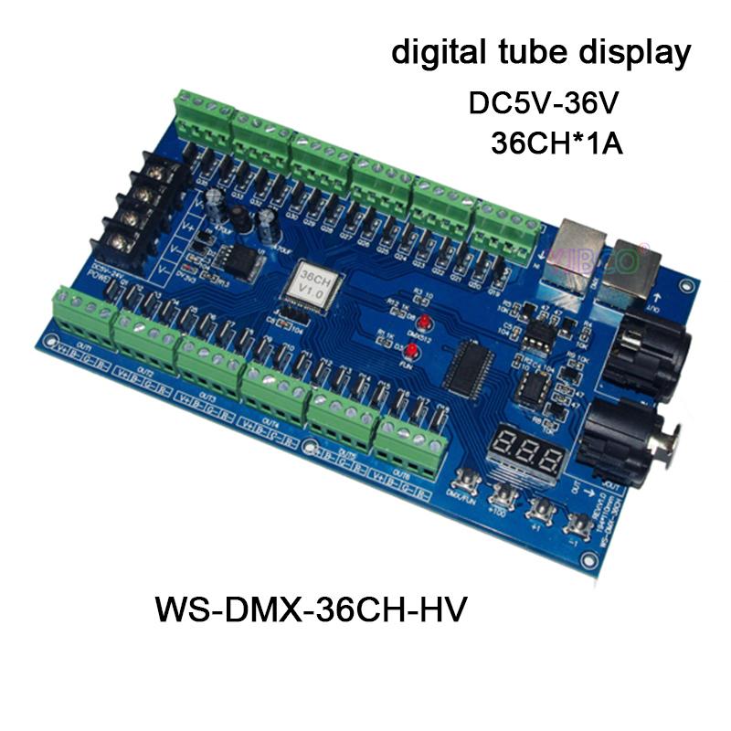 

DC5V-36V,digital Tube Display,3CH/4CH/12CH/18CH/24CH/36CH Led RGB/RGBW DMX512 Decoder Controller For Strip Light Module Dimmers