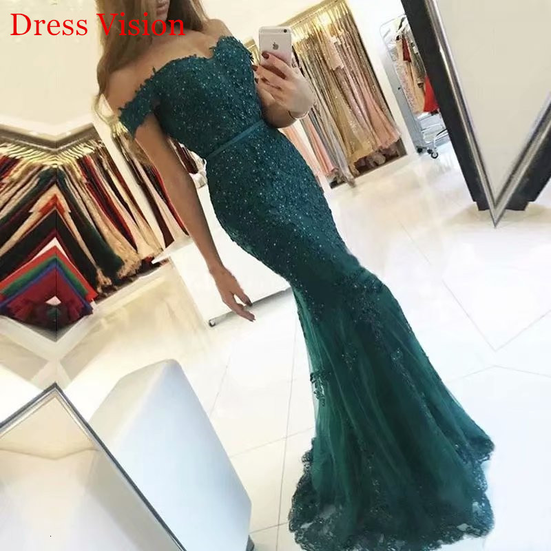 

2021 Arrival Evening Es Formal Robe De Soiree Prom Party Gowns Lace Off the Shoulder Long Mermaid Rcy1, Red lace-up