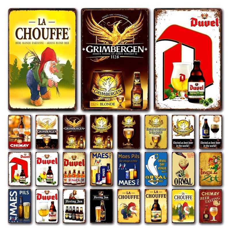 

Belgian Beer Grimbergen La CHouffe Duvel Hertog Jan Chimay Tin Metal Sign Home Decor Painting 20*30 CM Size