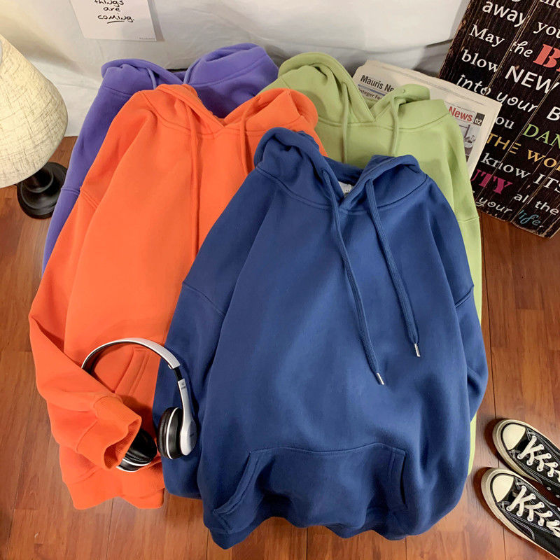 

2021 New Men's Pure Cotton Clothes Coats Hooded Hoodies Casual Sweatshirts 16 Solid Color Long Sleeves Pullover S-2xl Qj0k, Avocado green