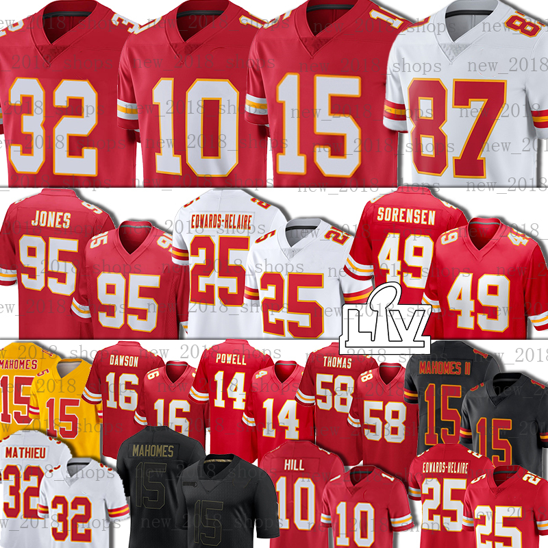 

15 Patrick Mahomes Jerseys Travis Kelce Football Tyreek Hill Chris Jones Tyrann Mathieu ChiefsDaniel Sorensen KansasCityClyde Edwards-Helaire Thomas, Custom kid jersey