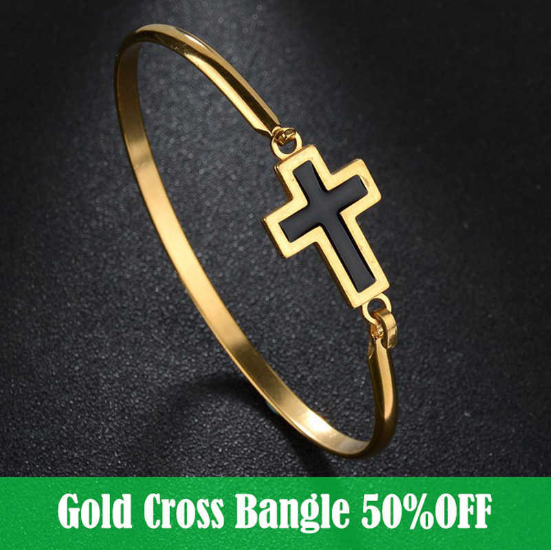 

Charm Bracelet Jewelry Stainless Steel Personality Cross Cuff Bangle Minimalist Gold Silver Color Friendship Bracelets Bangles Q0719
