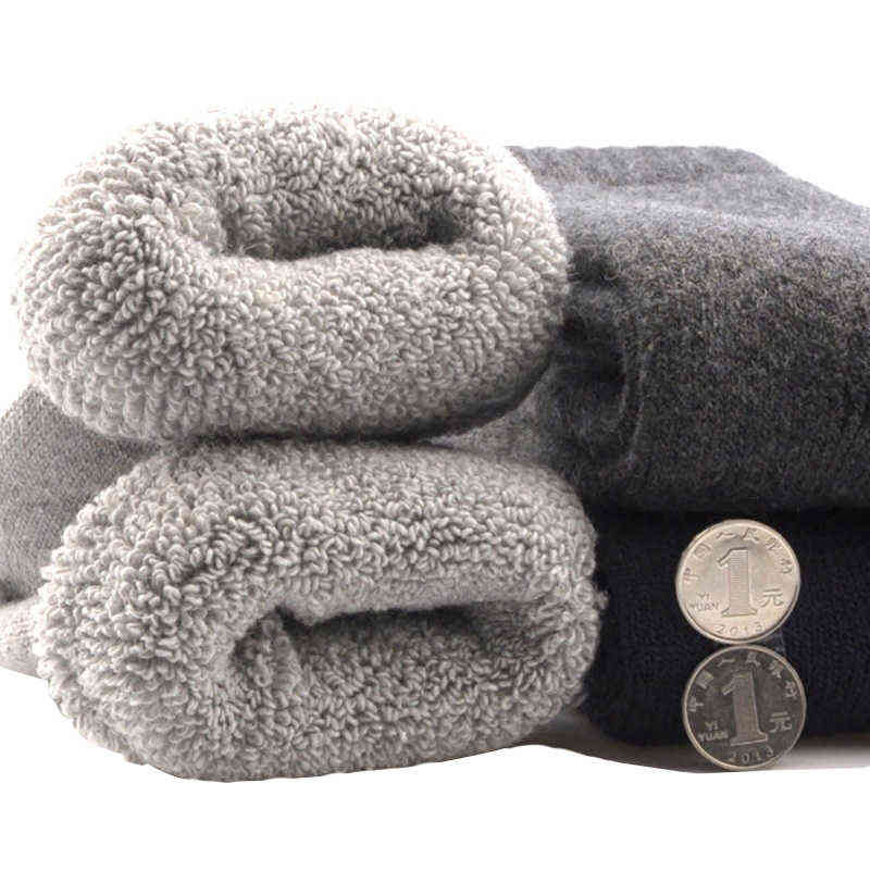 

3 Pairs Men's Winter Socks Canada 30 Degrees Below Zero Resist Cold Wool Socks For Men Thicken Pile Socks Solid Color Warm Meias G0908, E black