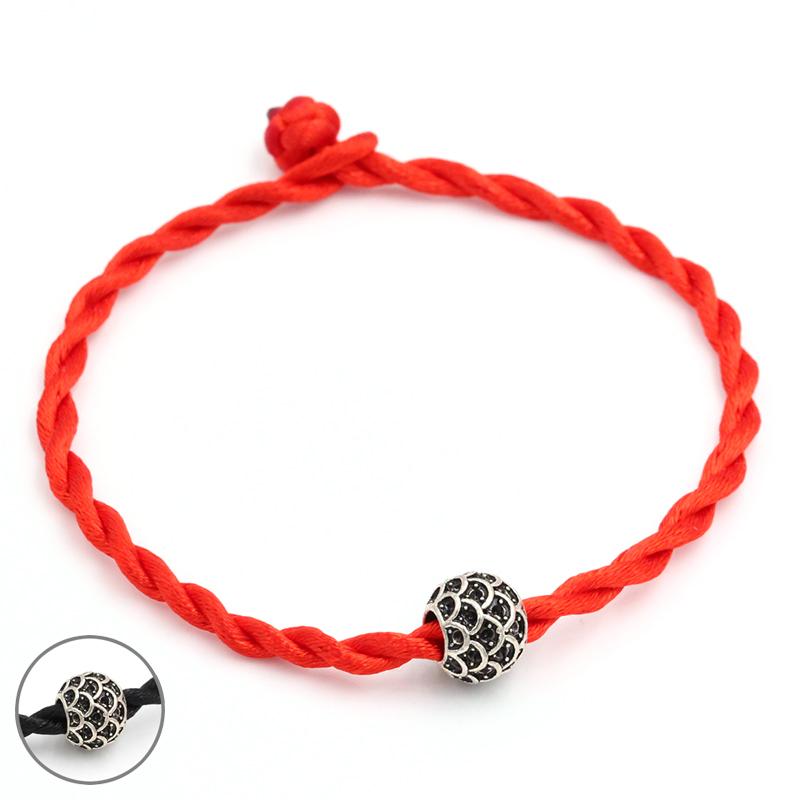 

Charm Bracelets Black Thread String Beads Bracelet Handmade DIY Lucky Red Rope Fish-scale For Women Men Jewelry