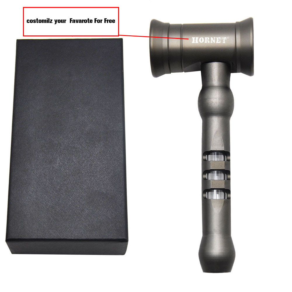 

TOPPUFF Hammer shape metal pipe Aluminum Smoking Pipe With Glass Handle 135MM Metal Tobacco Herb Pipe Smoke Glass Pipes Accessor C0310