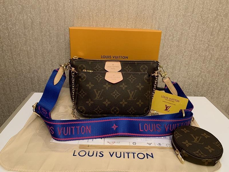 

LOUIS VITTON LV Set MULTI POCHETTE ACCESSORIES Bags Women Crossbody Bag Leather Handbags Purses Lady Tote Purse Bag Red Clu