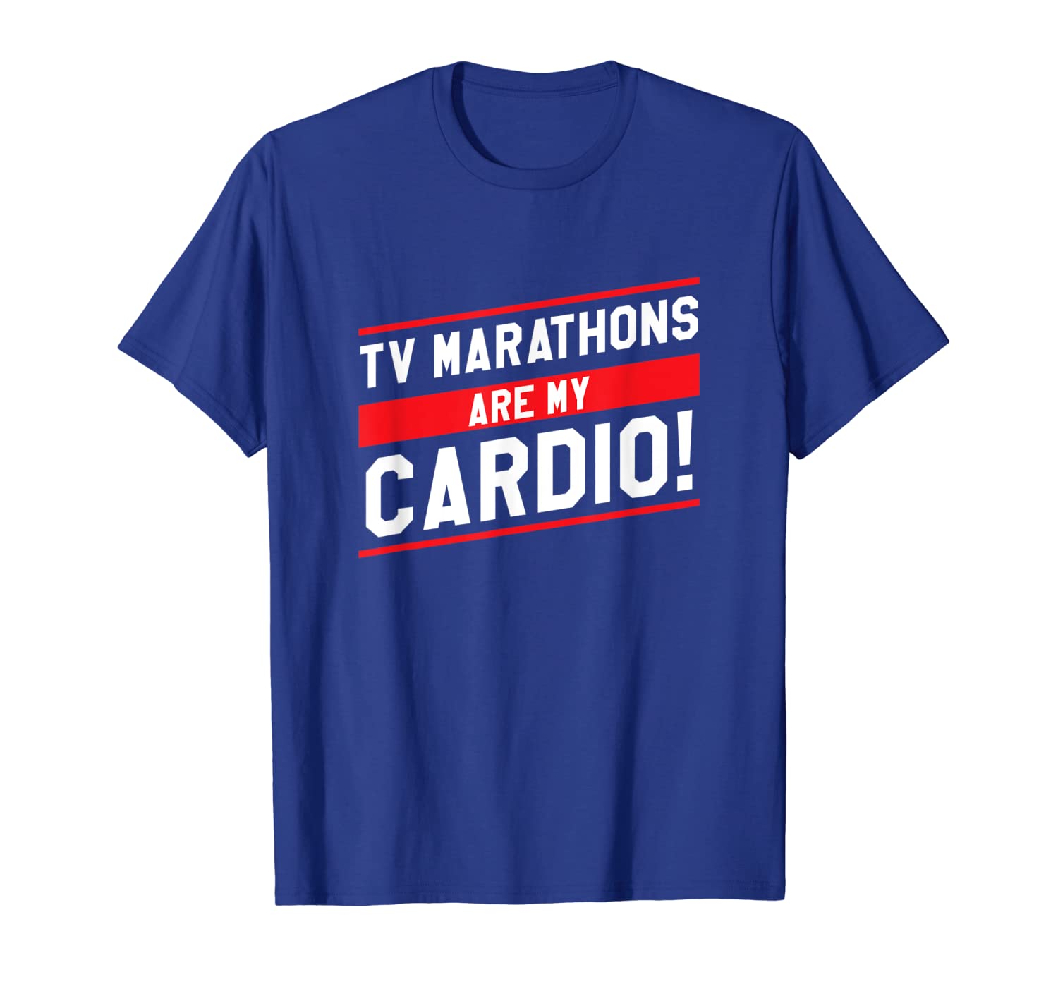 

Funny Running Quote TV Marathons Are My Cardio, Runner's T-Shirt, White;black