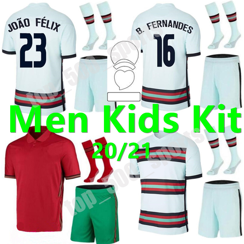 

New 2021 adult kids kit National Team soccer jersey RONALDO JOAO FELIX home away men suit football shirt 20 21 GUEDES sets Camisa de futebol, Black
