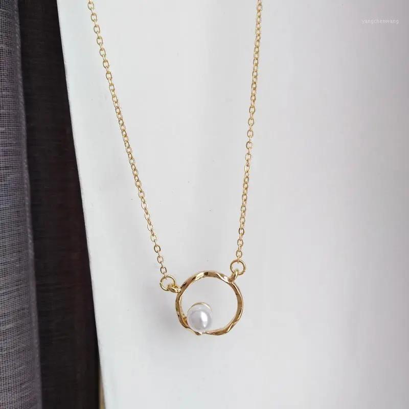 

Chains OE Fashion Geometric Pattern Necklace For Women Pearl Minimalist Jewelry