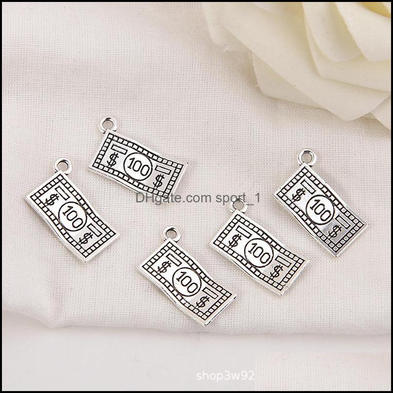 

Findings & Components Jewelry80Pcs Charms 100 Dollars Money 10*19Mm Antique Making Pendant Fit,Vintage Tibetan Sier,Diy Handmade Jewelry 396