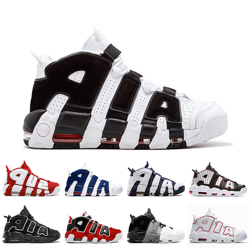 

Womens Mens NIK Air More Uptempo Scottie Pippen Basketball Shoes Top Quality Fashion Bulls UNC Split Gym Red Chrome White Black Sports Trainers Sneakers Size 36-47, A5 black 36-47
