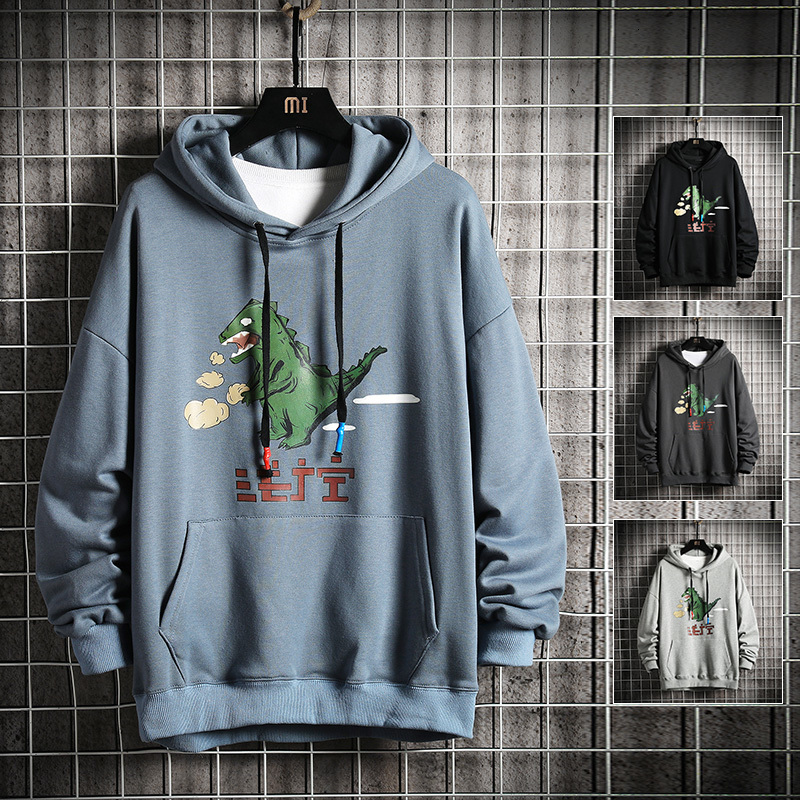 

2021 New Men Spring Dinosaur Print Pullovers Sweatshirts Mens 6 Colors O-neck Hoodies Male Fashion Korean Sweatshirt 81oq, Black