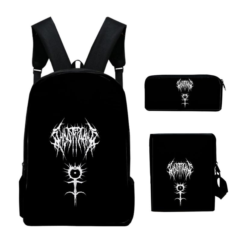 

Backpack Ghostemane Merch Cosplay Set 3 Pieces Boys Girls School Bag Crossbody Pencil Case Kids Laptop Daypack, As shown