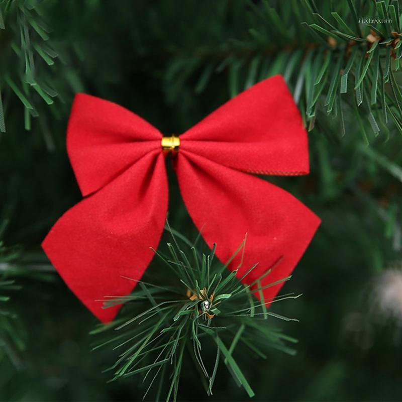 

Christmas Decorations 12Pcs Bows Ornament Xmas Tree Housewarming Home Indoor Table Wall Fireplace Decoration Romantic Gifts