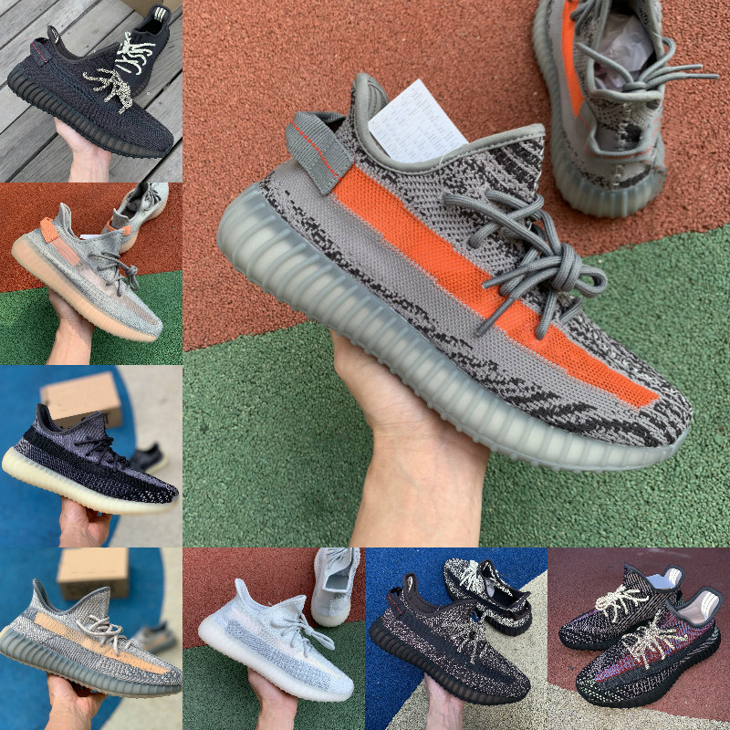 

2021 New Kanye West V2 Reflective Fade Carbon Natural Israfil Cinder Earth Zyon Oreo Desert Sage Marsh Mens Running Shoes Women Trainers D56, 99710/sesame