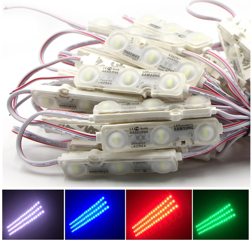 

Waterproof IP68 SMD 5730 3led Injection Led Module DC12V 1.5W Brightness red blue white yellow green
