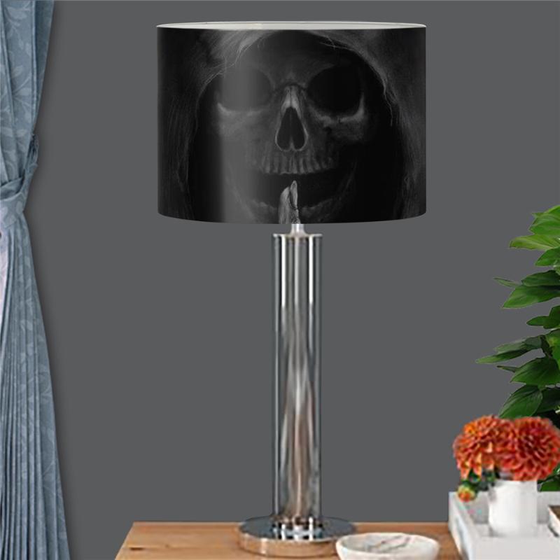 

Lamp Covers & Shades Dark Black Cool Skull Print Home Shade Cover Three Size Table Lampshade Durable Washable Floor Light Halloween