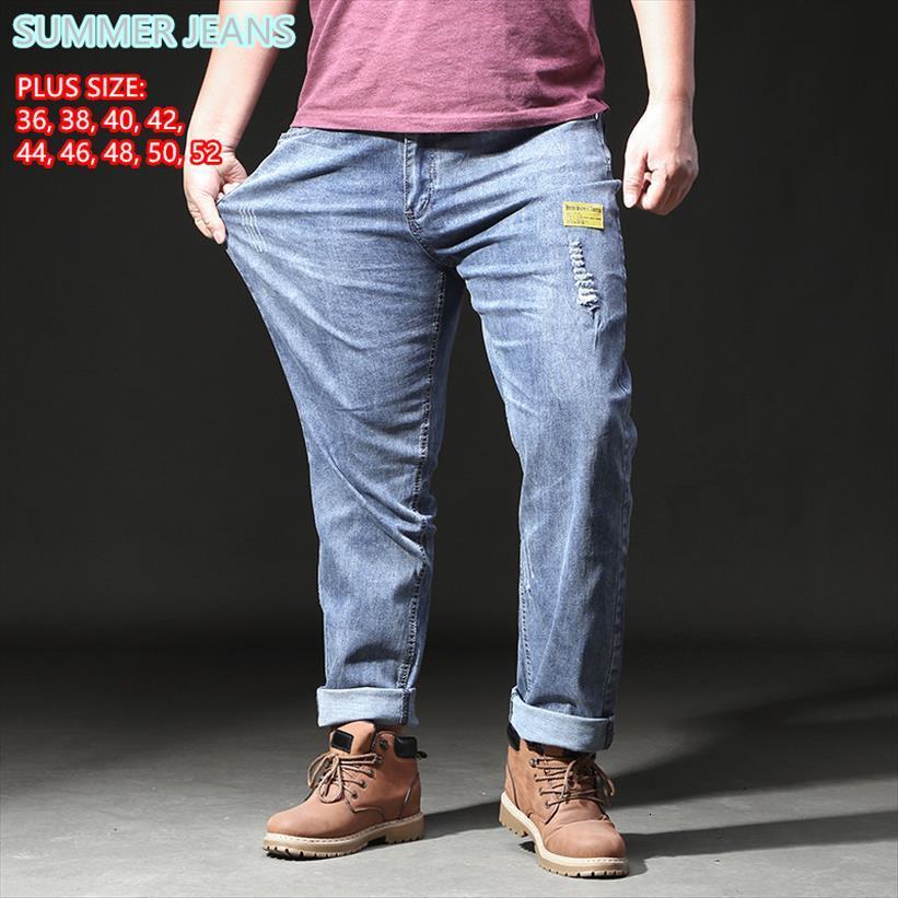 

summer ripped jeans distressed women pant thin high waist male plus oversized 44 46 48 50 52 jean denim stretched, Black