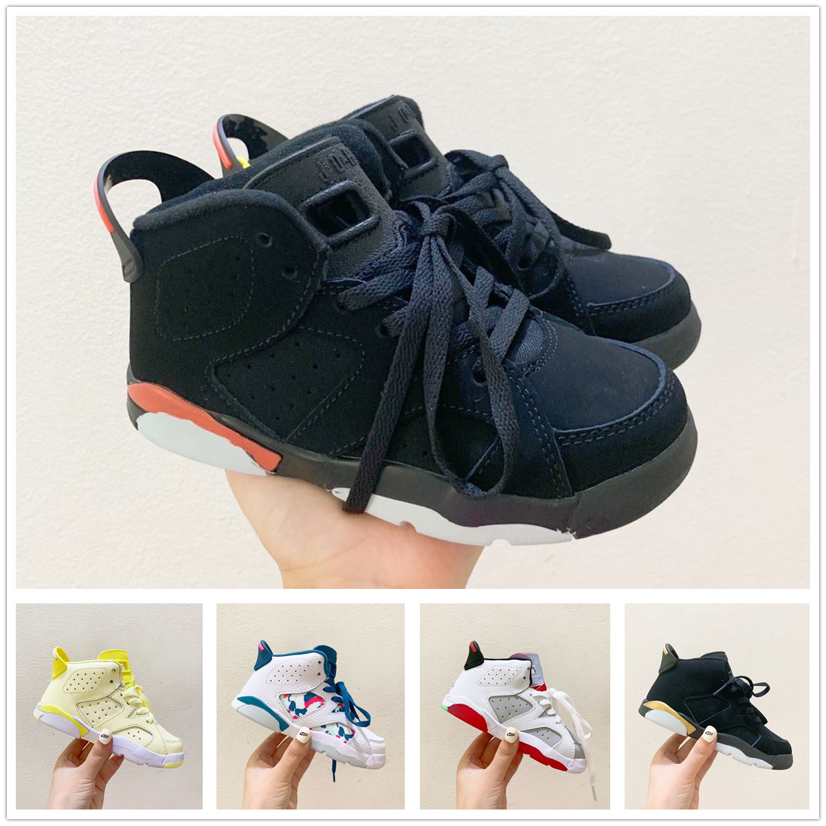 

2021 Wholesale Discount Kids 6 baby Basketballs Shoes unc gold black red kid 6s Boys Sneakers Children Sports low trainers size 28-35, Color 6