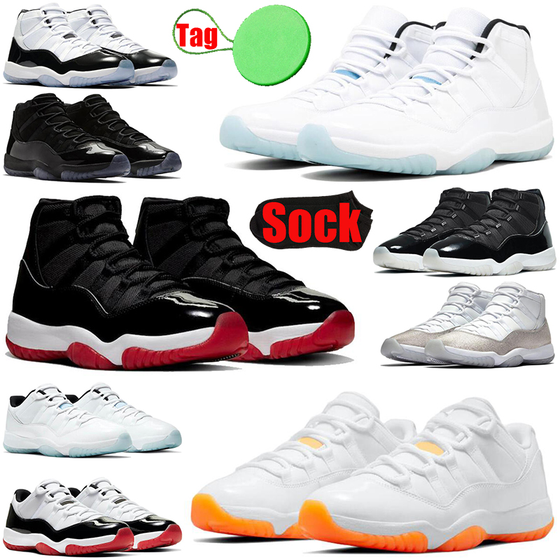 

With Sock Tag 11 11s men women shoes Bright Citrus bred Legend Blue low Jubilee Cool Grey mens trainers sports sneakers, #14 metallic silver