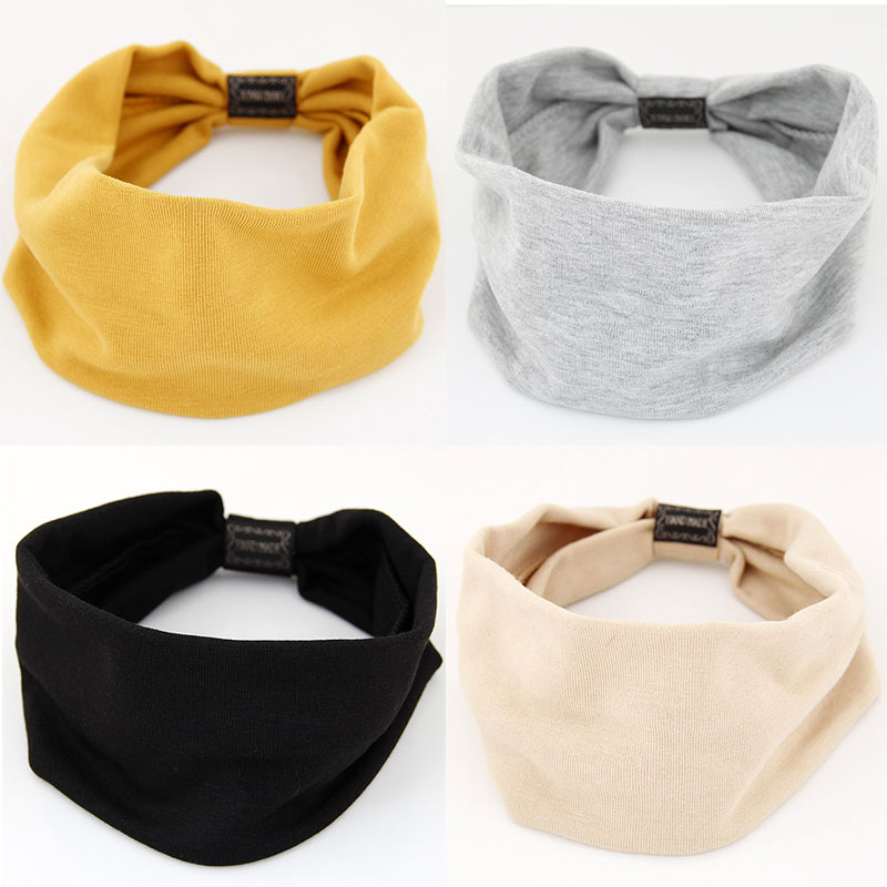 

Big Wide Cotton Headband for Women Hair Accessories Fashion Solid Color Hairbands Korean Soft Head Band Girl Sport Turban, Black;brown