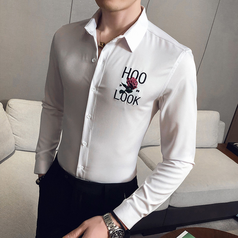 

2021 New Estilo Britnico Primavera Novos Homens Camisas Casuais Manga Longa Simples Todos Os Jogos Fino Ajuste Negcios Formal Wear Escritrio, Black