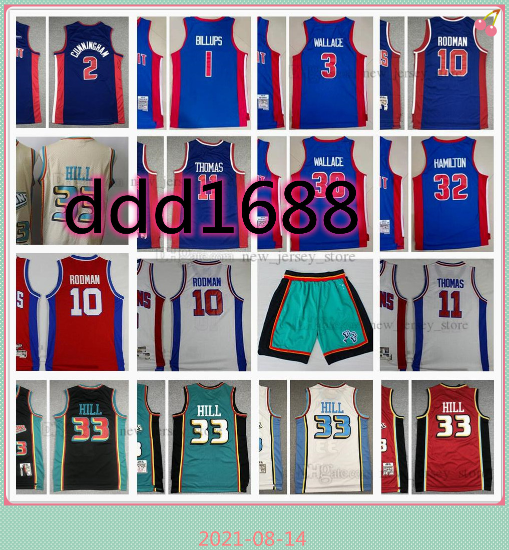 

03-04 Mitchell&Ness Retro Stitched Basketball Jerseys 10 Dennis 33 Grant Rodman Hill 3 Ben 30 Rasheed Wallace 32 Richard Hamilton 1 Chauncey, Black;red