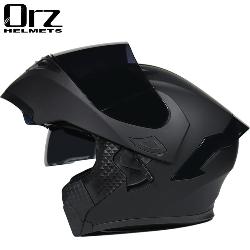 

Motorcycle Helmets Mate Black Helmet Dirt Bike Flip Up Cascos Para Moto Double Shield Modular With Inner Sun Visor DOT Approved, As pic